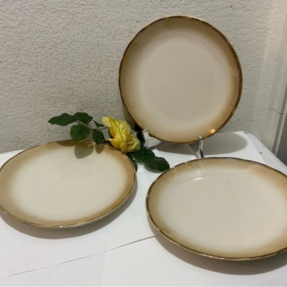 Sango Lagoon Beige #4924 dinner Plates 11” Set of 3 G6